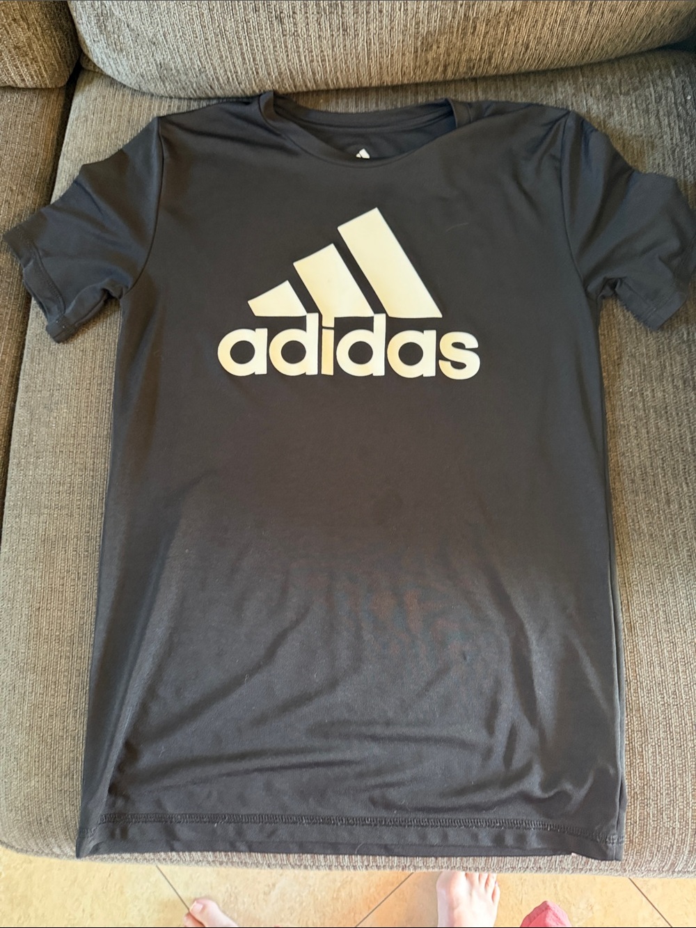adidas Black Tee with White Logo Size 10/12